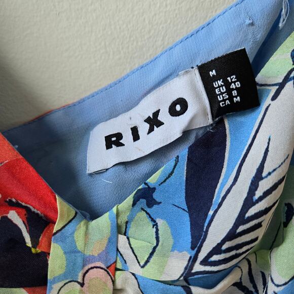 Rixo Gio Floral Silk Chiffon Long Dress Long Puff Sleeves Womens Size Medium EUC - Picture 11 of 14